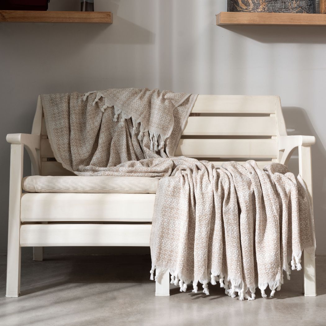 couvre-lit coton bio beige Lavinya Bedding