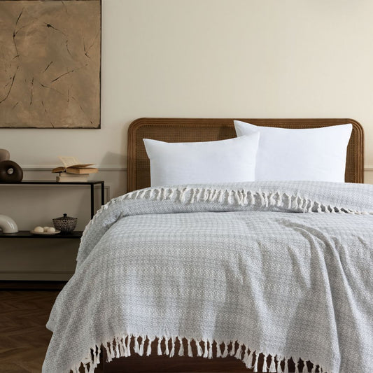 couvre-lit coton bio gris Lavinya Bedding